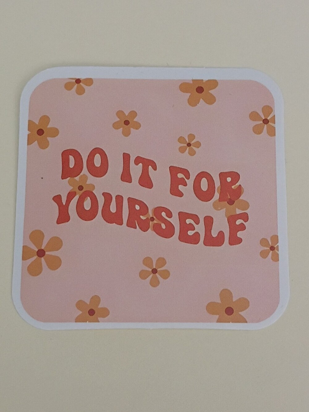 10/$10 Stickers - Do It For Yourself - Orange Letters, Background & Flowers